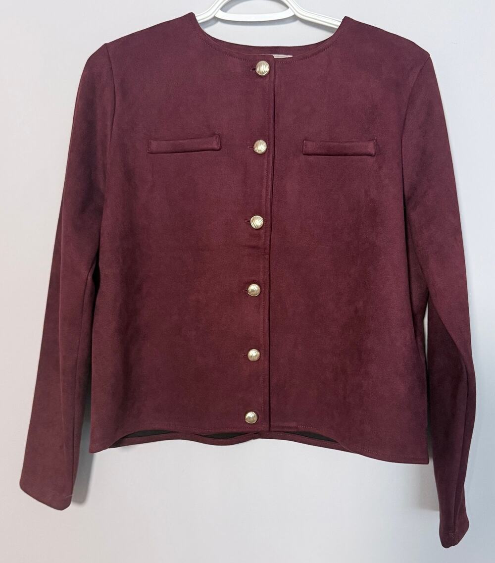 Sioni Burgundy Wine Cardigan Size M Long Sleeve